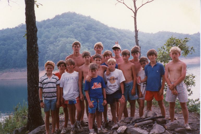Yates and Frank Jackson leading a Fontana Trip during June Camp in 1987 (Kelly is in the blue second from the right) Lawrence Whatley is to the right of Frank, and Spencer South is to the right of him. Both are FCC dads, and Lawrence was at the Monday night show!