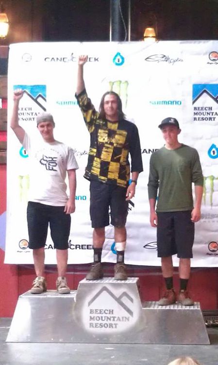 Dwayne Maynard taking 1st in Cat 2 Division at the Monster Energy Race Series at Beech Mountain, NC