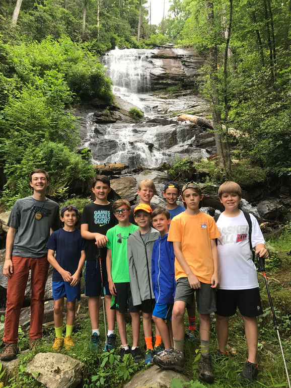 Enjoying a day hike and learning about our surrounding environment at camp’s own Falling Creek Falls.