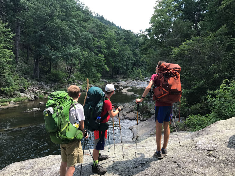 A break during hiking to take it all in. Falling Creek takes boys to experience some of the most beautiful and unspoiled wilderness in the area.