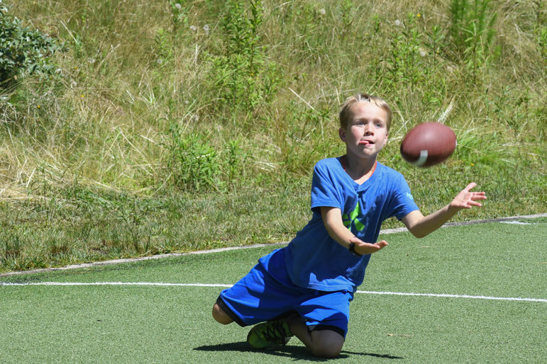 sliding catch at flag football!
