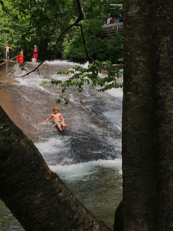 Nothing like a chilly dip after going down Pisgah’s Sliding Rock today!