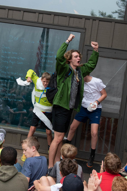 Green team wins the minute-to-win-it challenge at Morning Assembly!