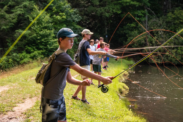 Fly fishing on the lower lake