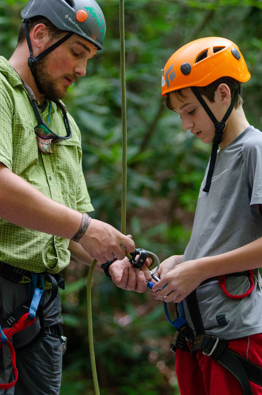 Brian Everette served in the military before attending Appalachian State University, and was completing his internship at Falling Creek this summer as a climbing instructor.