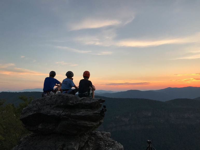 Taking in nature’s beauty from the top of a climb during the Linville Gorge climbing 4-day this week