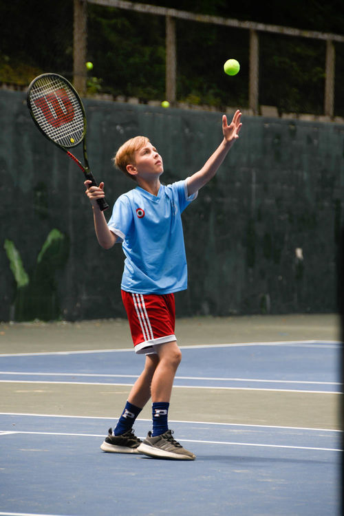 Serving the ball in a tennis match