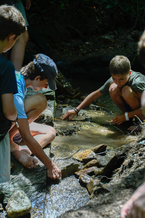 Enjoying playing in the creek during Free Time today
