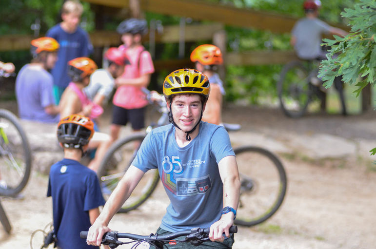All smiles during today’s mountain bike ride around the Ironman loop