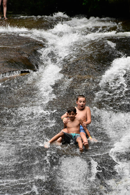 Enjoying the chilly water at Sliding Rock!