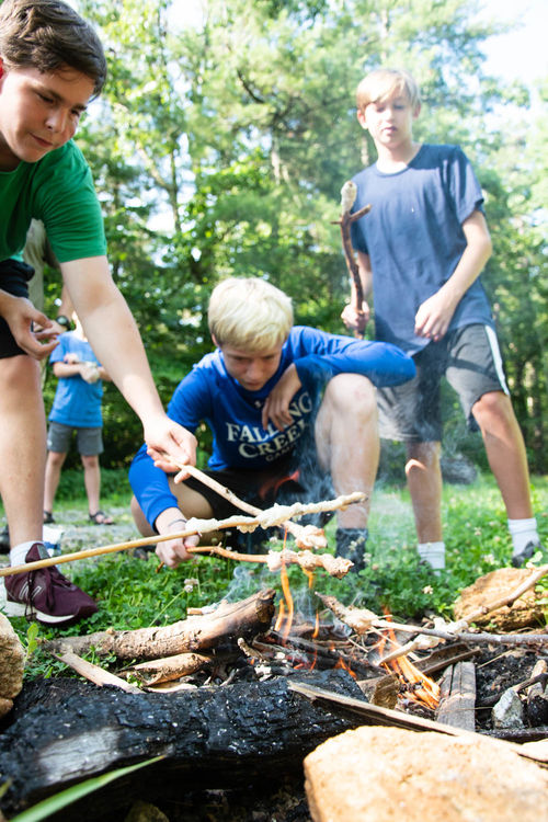 Cooking over an open flame at the F.A.R.M.