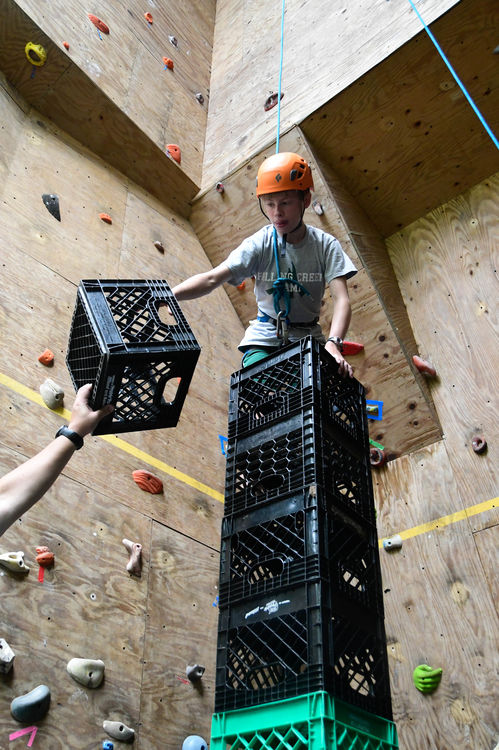 Crate stacking at the Climbing Wall