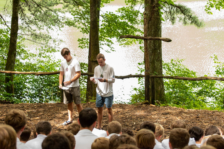 Josh and Parker reading from Mark at today’s Church Service