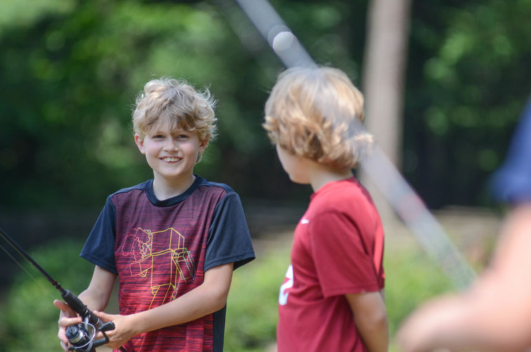 Fishing with friends during Free-Time