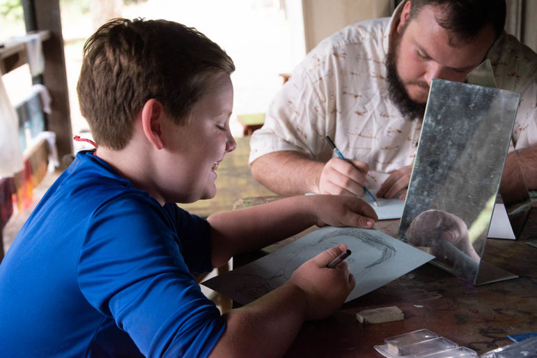 Drawing self-portraits in Arts and Crafts