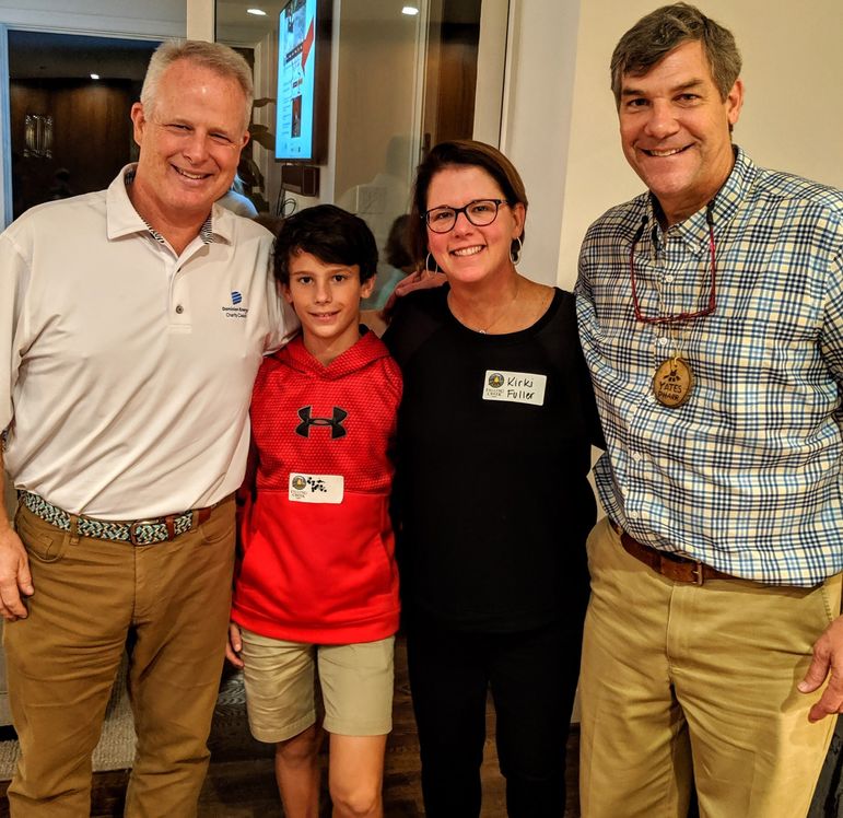Yates with Steve, Harrison, and Kirki. Yates and Steve are fraternity brothers from Appalachian State and their son is returning to main camp for his 7th summer.