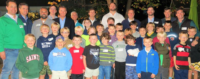 The boys and dads who have attended Father/Son Weekends joined with FCC alumni for a fantastic group photo. David Ritchey, 7th from left in the back row, was a camper in Yates’ cabin at FCC in the late 80’s and is now thrilled to be sharing his Falling Creek experience with both of his sons.
