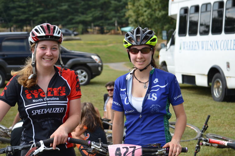 Annie and Allison after the Mars Hill Cross Country Race on 10-6-13