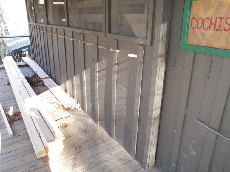 Backpacks will now be hung on the front porch instead of being stored in the rafters