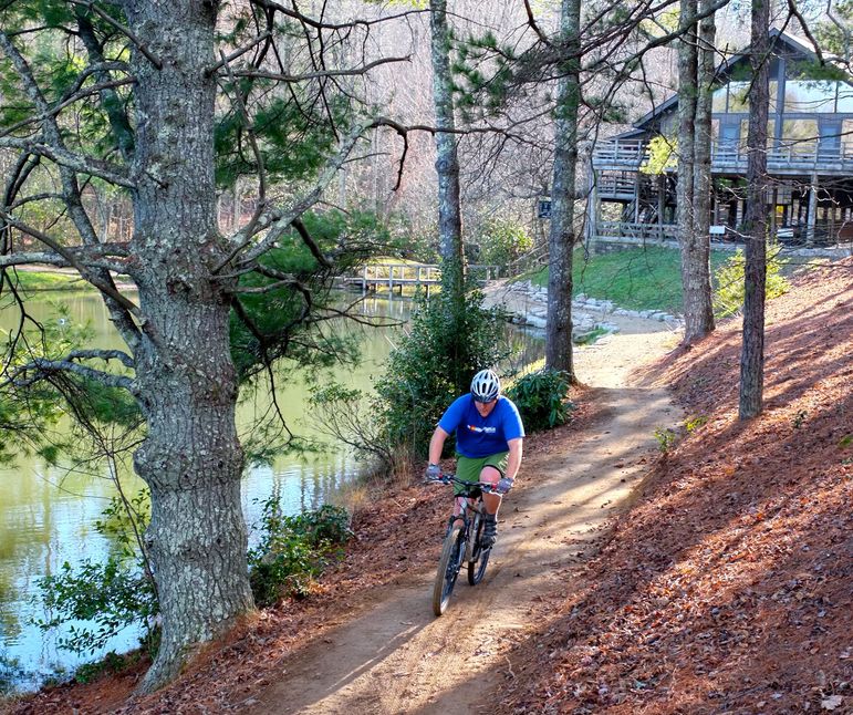 Ben Williams enjoying a mountain bike ride on the new upper lake trail