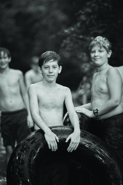 Boys tubing the Green River at Falling Creek Camp