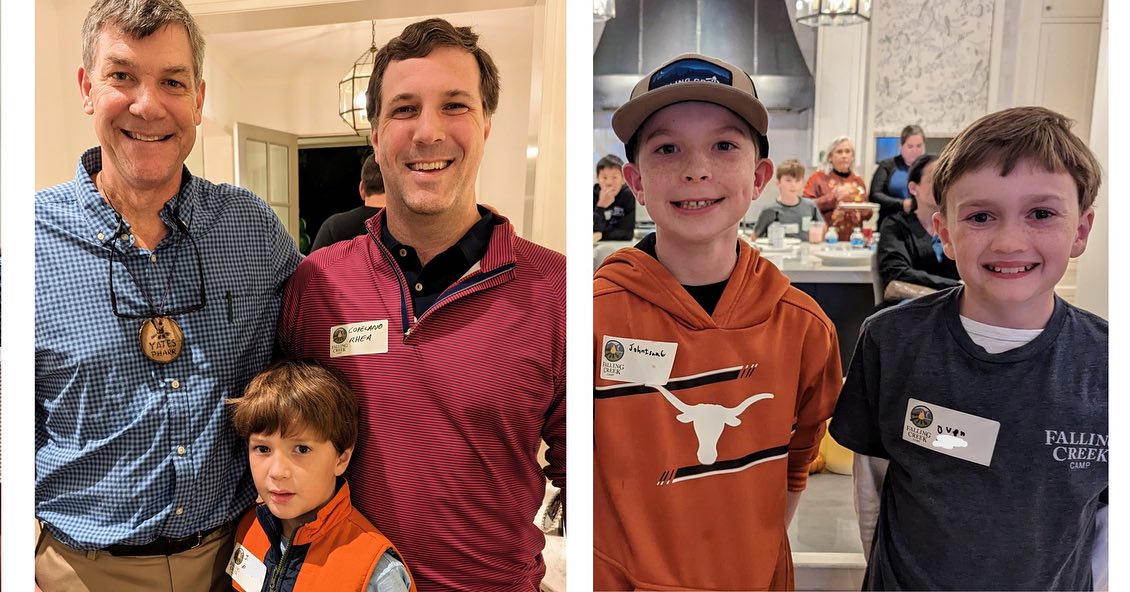 Pictured below is Copeland Rhea (‘93-‘96 camper) who will be coming to Father/Son Weekend with his son. John Issac E and Owen O are returning to camp in 2024. Hunter H, Lowe M, and Hammond H. are also returning to Main Camp in 2024.