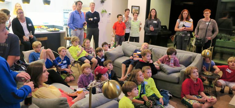 The boys and parents enjoy the updated Falling Creek Camp movie