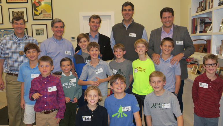 What a good group from the CT and NY area that paused briefly for a photo. Several dads who have attended Father/Son Weekend jumped in and Jared (2nd from right on back row) was an FCC camper in the last 4 years of the 1980’s.