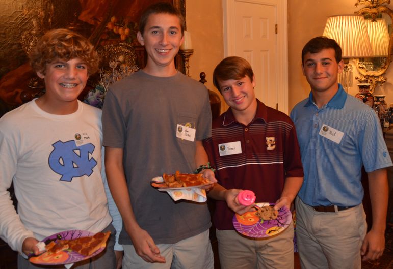 Veteran FCC campers (l to r) Will Moore, Ben Barton, Turner Riggs, and Jed Henrichsen enjoyed reconnecting tonight and watching the new camp movie.