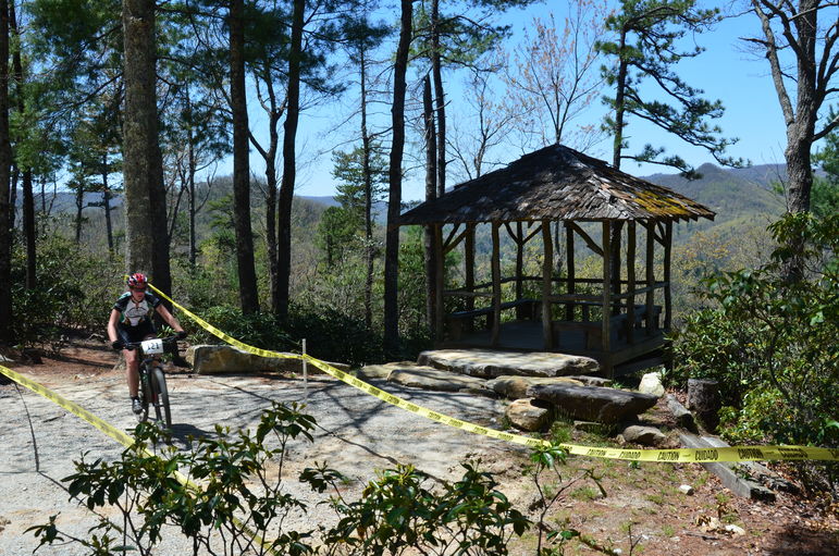 Riders passed the Overlook shelter on Reptar Trail