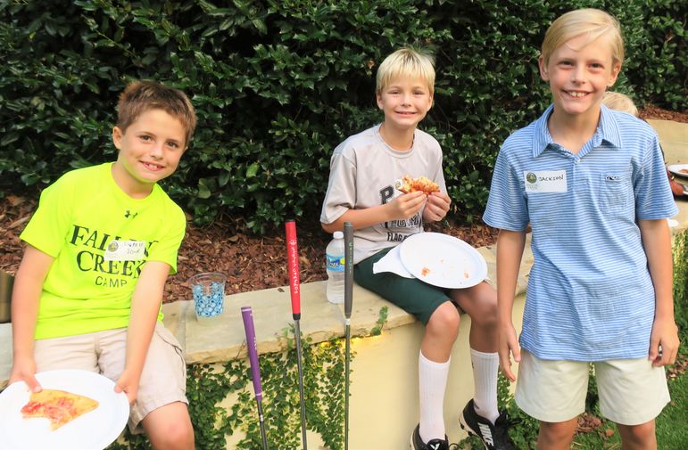 The boys ate pizza and met new friends while reconnecting with old camp friends.
