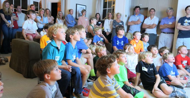 Taking in all of the excitement that the camp movie offers.