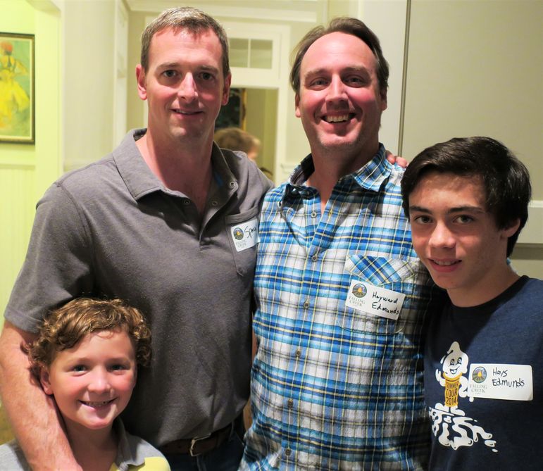 Spencer and Young Spencer South (left) and Haywood and Hays Edmunds are fathers and sons and all 4 are Falling Creek campers. No question Haywood and big Spencer are loving the fact that their sons are gaining the same positive camp experiences that they did. So nice for them to reunite tonight at the Mandell’s.