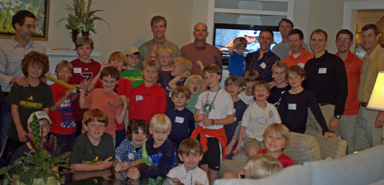 Fathers who are Falling Creek Camp alumni, and/or attended the Father/Son Weekend with their sons, joined the boys in the group photo.