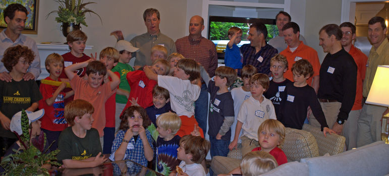 The boys and dads being silly during the FCC Movies/Reunion group photo in Greenville, SC on 10-21-13