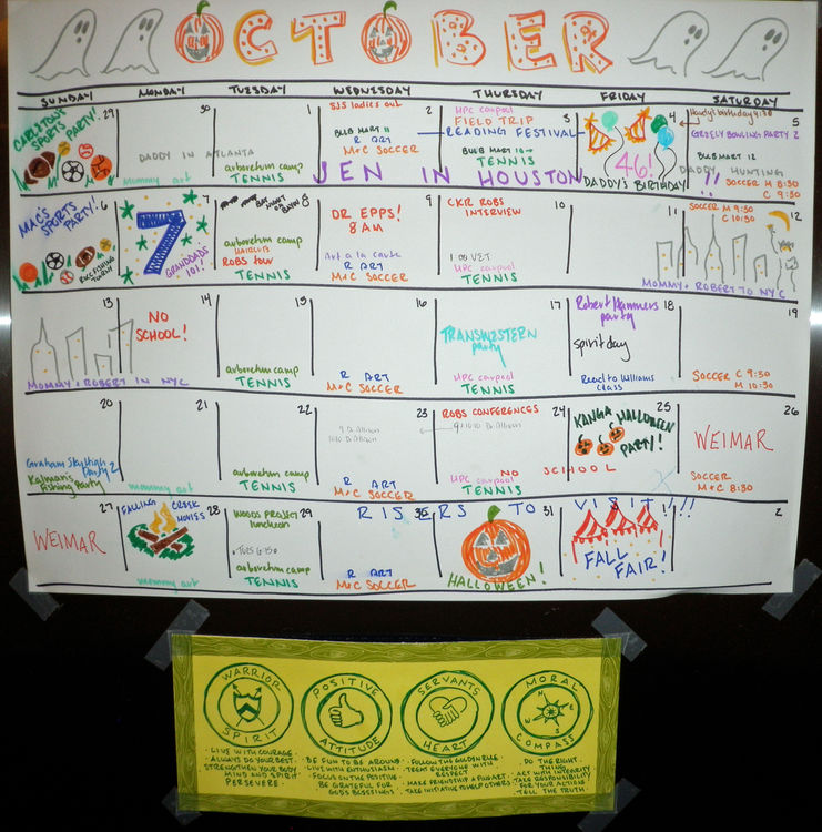 The Riser family in Houston has posted the Falling Creek code on their fridge to serve as a compliment to their family goals