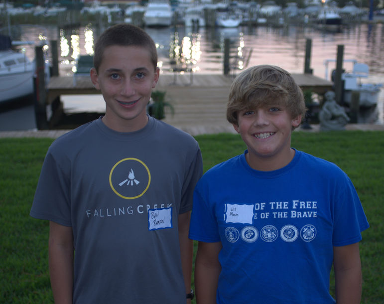 Veteran Campers Ben Barton and Will Moore enjoying the Falling Creek Camp Reunion