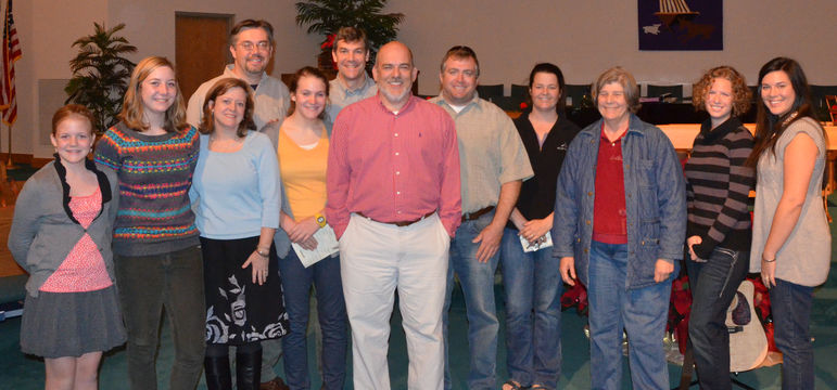 Falling Creek Camp Family that came to support Robert Kirby (l to r) Mary Pharr, Annie Pharr, Marisa Pharr, Eric Blore, Lucy Pharr, Yates Pharr, Robert Kirby, Simon Wilson, Josie Dickins Thompson, Jean McGrady, Brie Ambrosic, and Natasha Johnson