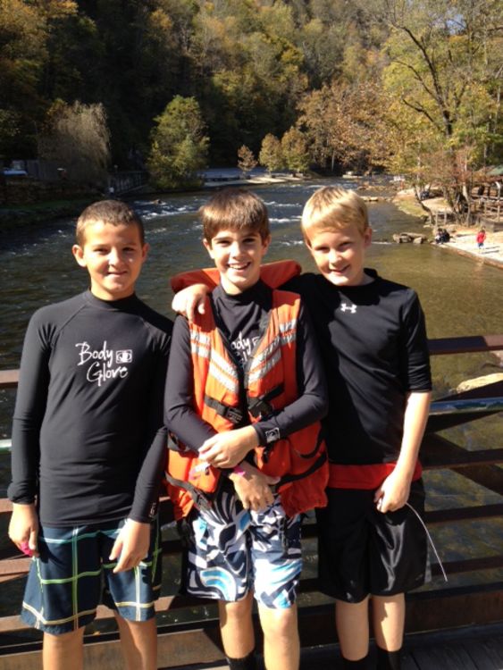 Tristan, Will, and Robert at the Appalachian Trail Crossing Bridge over the Nantahala River - October, 2012