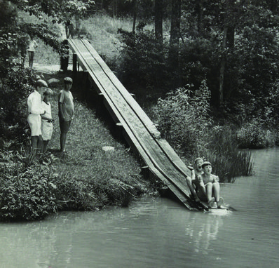 Falling Creek Camp’s legendary camp roller coaster into our swimming lake.