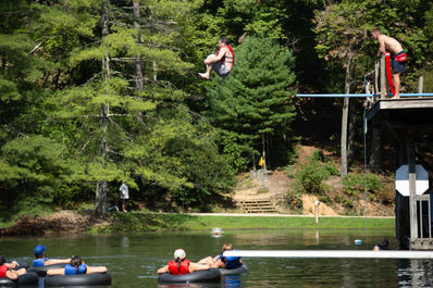 Cooling off at the swim docks