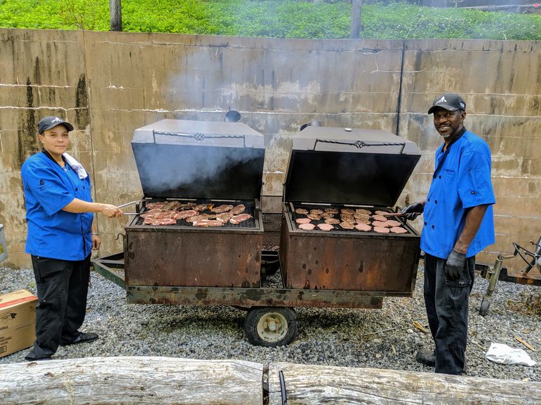 Chef David and Chef Williams manning the grill
