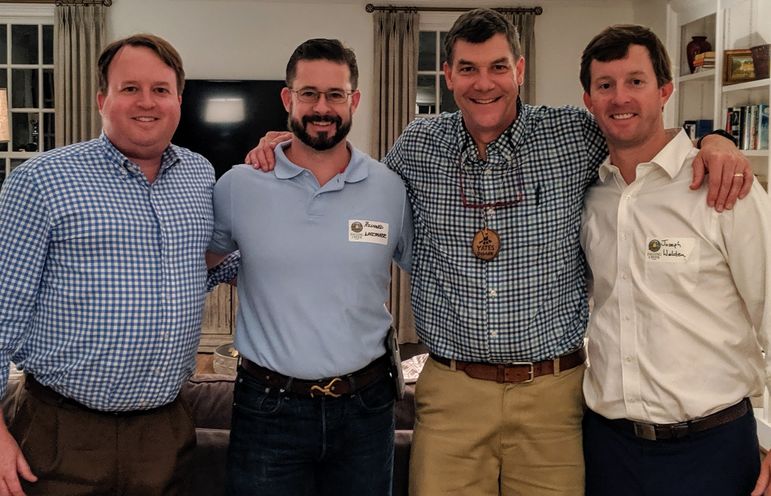 (l to r) Lawrence Whatley, Richard Whitaker, Yates, & Joseph Welden. Now their boys come to FCC to carry on the tradition.