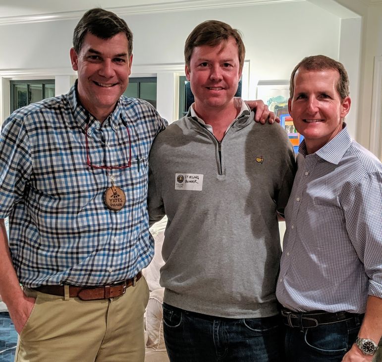 Yates enjoyed the opportunity to reconnect with Sterling Bomar (center), who was a 7+ summer camper in the 80’s from Spartanburg, SC. He and his family are enjoying living in Houston and Sterling was excited to introduce his son to FCC tonight. Carleton Riser (right) was an FCC camper in the 70’s and 80’s.