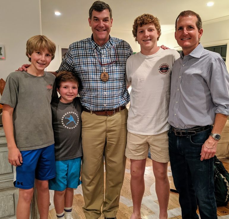 Yates with the Riser family. Many thanks to them for hosting the FCC movies and reunion at their home.