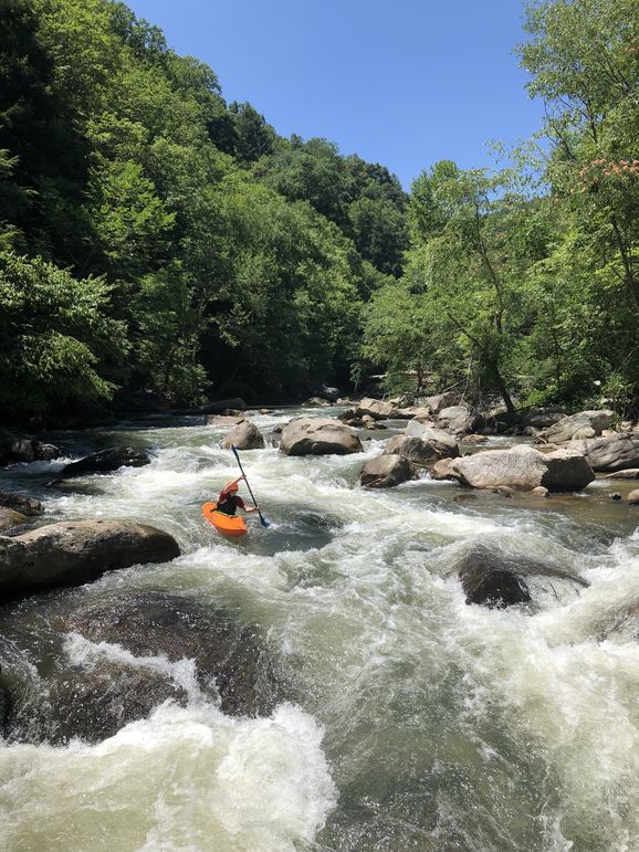 Paddling hard on the Green River Narrows trip today