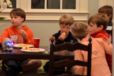 The boys enjoyed each others company while they had some pizza and Cheerwine before watching the new FCC movie