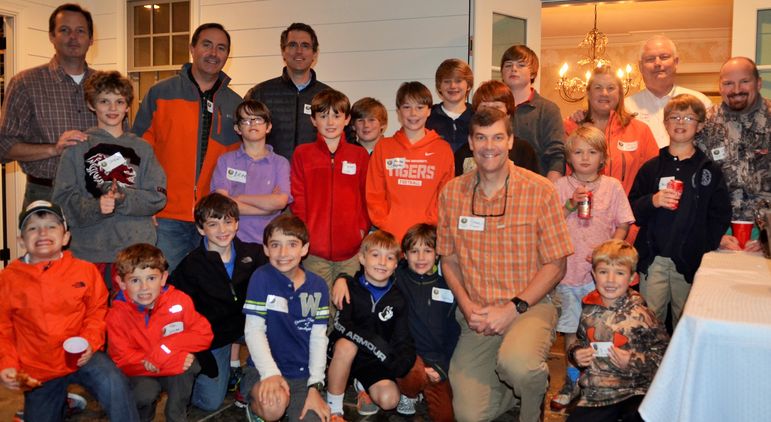 A quick pause to take a group photo of the boys and the dads who have either attended Father/Son Weekend or were a FCC camper themselves. Talbot and Jan Carter, counselors in the 1970’s (located in the back right), also sent their 3 boys to Falling Creek. Talbot has remained one of Yates’ mentors. He not only taught Yates and his brother Stephen how to paddle at FCC, but he learned life skills that no doubt prepared him for college and his future career. No question it was a real treat to see the Carter’s tonight.