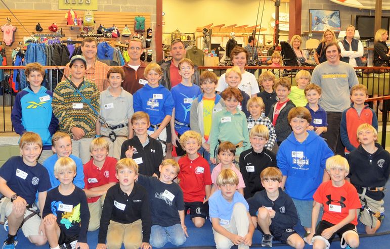 Dads who have been to Father/Son Weekend joined the boys in the group photo.
