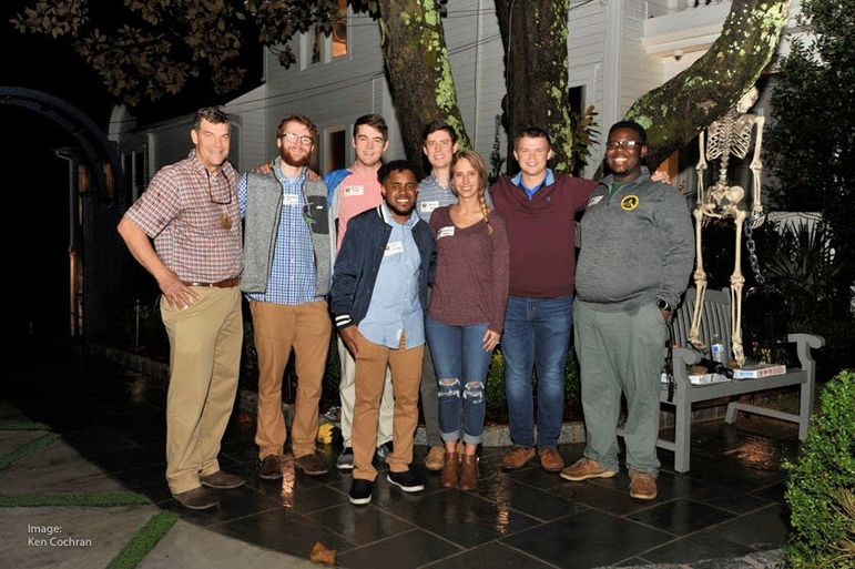 It was so much fun for the boys to reconnect with these superstar staff and alumni tonight. Thanks to alumnus, Ken Cochran for the photo. (l to r) Harry O, Parker Moon, Zachary Rivera, Stephanie and Andrew Maddox, Matty McHugh, and KD Lemons